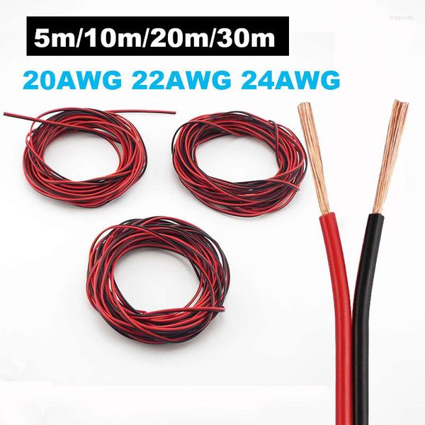 Accesorios de iluminación, Cable eléctrico, 2 pines, Cable de tira LED, 20AWG, 22AWG, 24AWG, 12V, extensión eléctrica Flexible para bombilla de lámpara automotriz