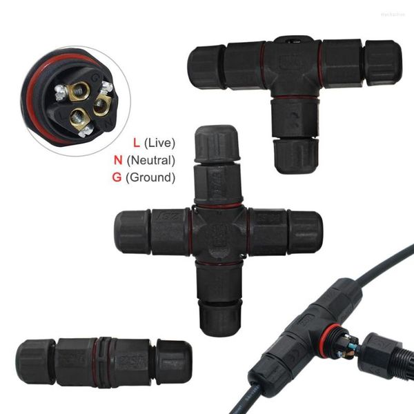 Accessoires d'éclairage IP68 connecteur étanche 3 broches adaptateur de borne électrique fil T Type croix droite pour connecteurs extérieurs