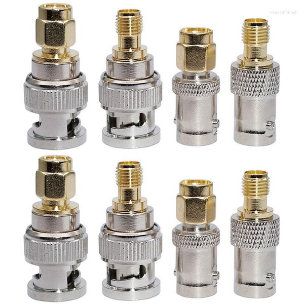 Accessoires d'éclairage SMA vers BNC Kits 2 Set adaptateur coaxial RF mâle femelle connecteur coaxial 8 pièces