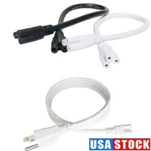 Accesorios de iluminación T8 T5 Conector de tubo Cables de alimentación de doble extremo con interruptor Enchufe estadounidense para luces de tubo LED integradas 1FT 2FT 3.3FT 4FT 5FT 6FT 6.6Feet Usastar Paquete de 100