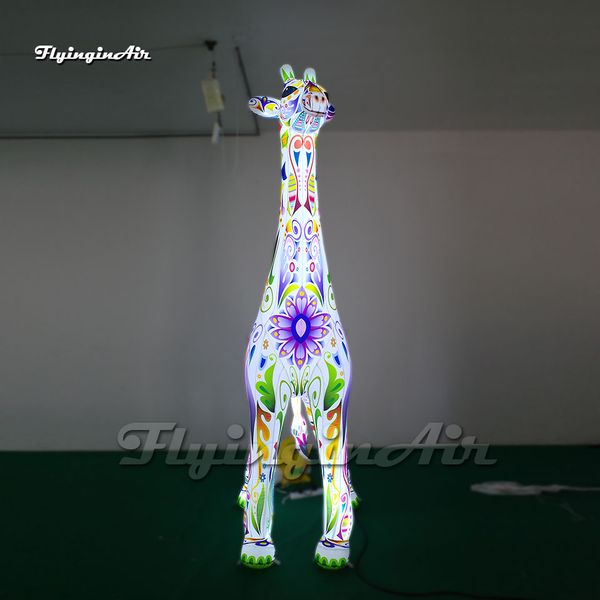 Ballon gonflable de girafe d'éclairage 3 m/6 m modèle Animal de bande dessinée LED girafe colorée d'explosion d'air pour la décoration de parc