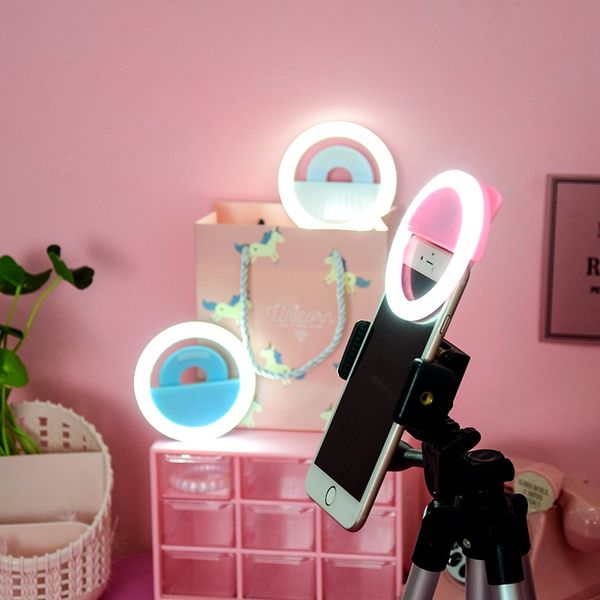 Éclairage Led Selfie Anneau Lumière USB Charge Dimmable Lentille mini Fill Light Clip Portable Pour Maquillage Vidéo En Direct Tous Téléphone Lampe