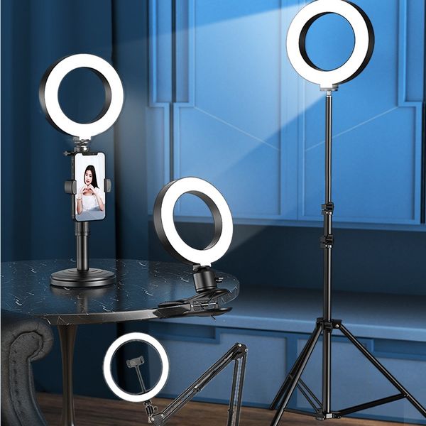 Anillo de iluminación para Selfie, luz Led para fotografía, borde de lámpara con soporte para móvil, soporte para trípode, luz de anillo para transmisión de vídeo en directo