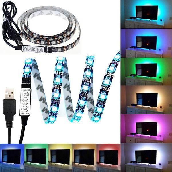 Bandes LED 5050 SMD STRIPS POUR HDTV USB Multi-couleur Home étanche 0,5 m 1 m 1,5 m 2m