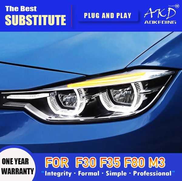 Sistema de iluminación Lámpara de cabeza AKD para faros LED F30 2013-2024 F35 F80 M3 Faros 320i 325i DRL Señal de giro Luz alta Proyector de ojo de ángel