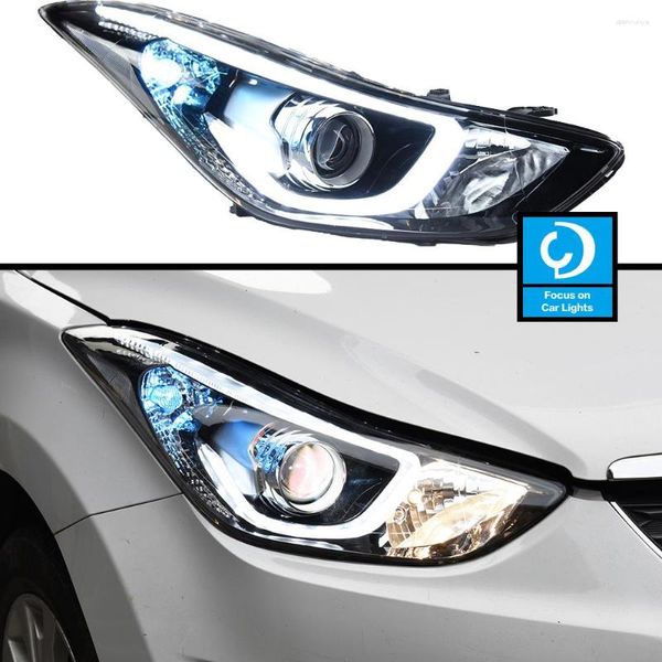 Sistema de iluminación Faro delantero del automóvil para Elantra 2011-2023 Fiesta de Corea Faro LED Estilo Lente de señal de giro dinámica Accesorios para automóviles