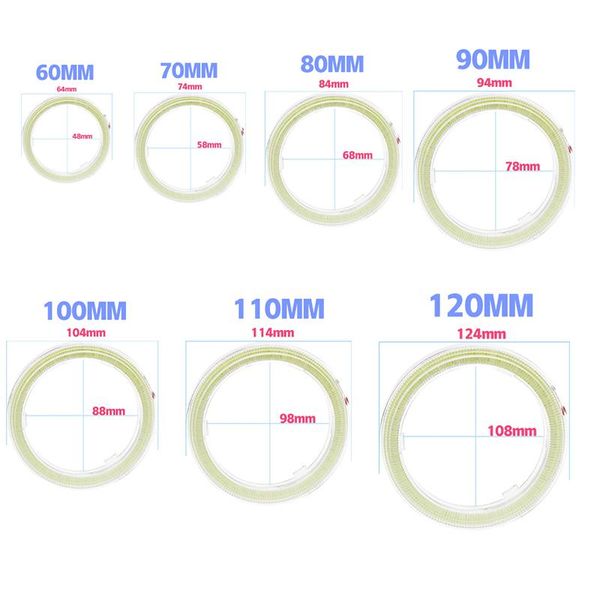 Sistema de iluminación Otros 2 piezas Lámpara de faro de circulación diurna Coche Angel Eyes Led Halo Ring DRL 12V 60MM 70MM 80MM 90MM 95MM 100MM 110MM 120MM