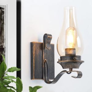 Éclairage Thebox Rustic Wall Sconce Vintage Farmhouse Wall Lighttures Industrial Glass Wall Lampe For Cabin Chadow Living Room Hallway F