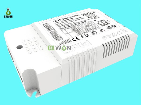 Transformateurs d'éclairage LF-GSD040YC DALI-2/Push/0-10V/PWM/Rx Dimmable LED Driver pour éclairage de bureau intérieur Lumières décoratives