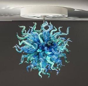 Verlichting Turkse kroonluchters Lampen Murano Blauw en Groen Schaduw Kroonluchter met LED-verlichting Home Decor Handgeblazen Venetiaanse glazen hanglampen