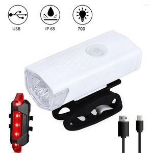 Iluminación USB recargable bicicleta luz LED bicicleta de montaña bicicleta delantera y 3 colores luz trasera impermeable linterna lámpara conjunto