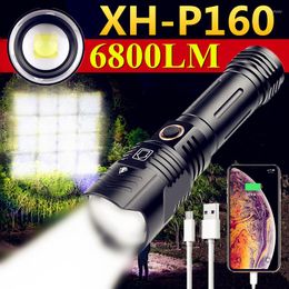 Éclairage XHP160 puissant LED 5000mAh 26650 USB Rechargeable Portable Zoom torche XHP90/P100 lampe Flash tactique tête lanterne