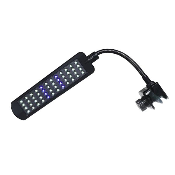 Lightings 12V 48 LED Luz de acuario Iluminación acuática Lámpara de clip impermeable Luz azul y blanca para pecera (Enchufe de la UE negro)