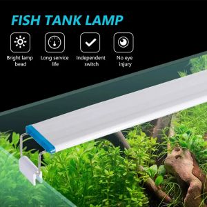 Iluminaciones 1872 cm Acuario Luz LED Super Slim Fish Tank Planta Acuática Crecer Iluminación Impermeable Lámpara de Clip Brillante para Plantas UE EE. UU. Enchufe