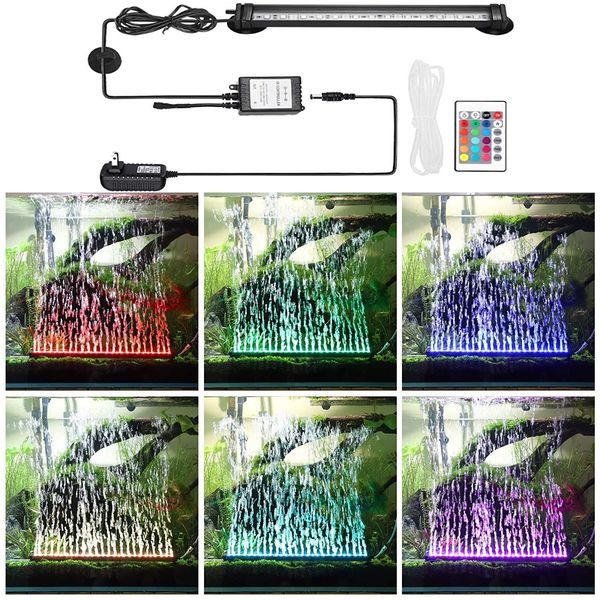 Iluminaciones 1 unids LED Luz de acuario IP68 Luces de tanque de peces impermeables MutilColor Burbuja de aire Regulable Luces subacuáticas sumergibles remotas