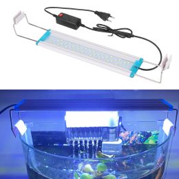 Éclairages 28/48 cm lumière LED pour aquarium Aquarium plante aquatique grandir éclairage Super mince ue/US Plug pince lampe blanc bleu