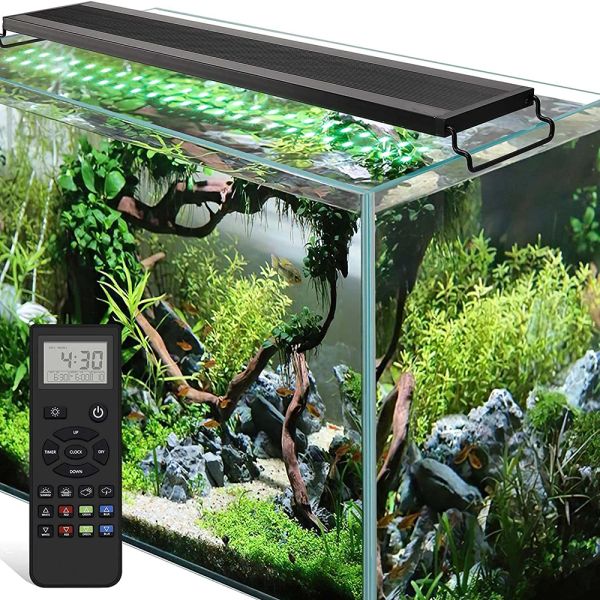 Éclairages Lumière d'aquarium télécommandée 30/45 cm avec minuterie Lumière d'aquarium à spectre complet avec mode météo Lampe LED RGBW pour plantes aquatiques