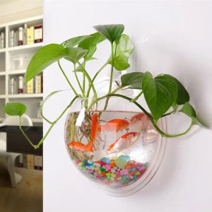 Éclairages 3D Acrylique Fish Bowl Plante Pot Mural Suspendu Aquarium Transparent Fish Tank Fleur Plante Vase Décoration De La Maison
