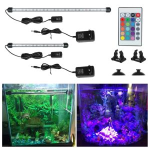 Éclairages 5050 RGB LED Aquarium Lampe Submersible Fish Tank Light Bar 28cm 48cm Étanche 16 Sortes de Couleurs Télécommande EU Plug
