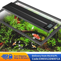 Iluminaciones 8 colores Auto On Off Luz de acuario Luz de tanque de peces de espectro completo para plantas de agua con temporizador Amanecer Atardecer Lámpara LED RGB