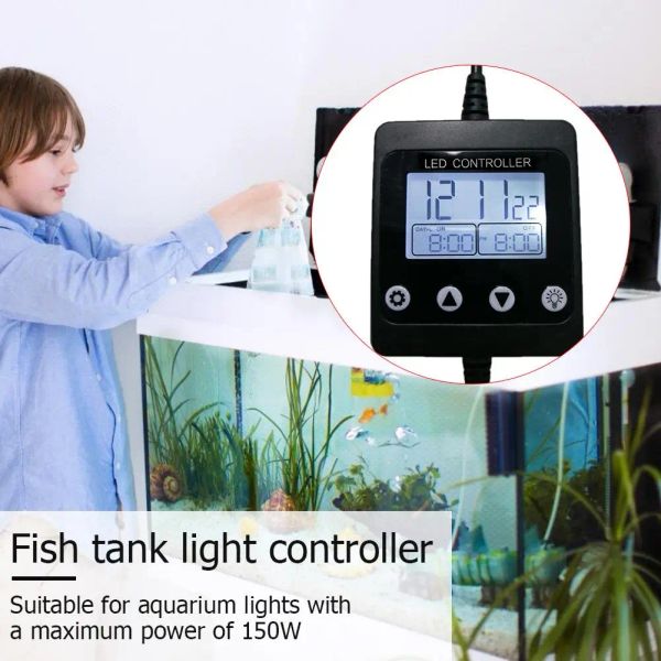 Iluminaciones Sistema de controlador de acuario LED Temporizador de luz Modulador Pantalla LCD Lámpara de pecera