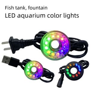 Éclairages Aquarium Light LED Circle Lights 220V 2.5W avec trou pour pompe de fontaine sous-marine Éclairage de réservoir de poisson Décoration de piscine