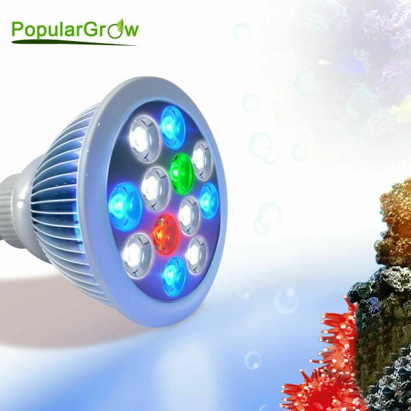 Éclairages lumière d'aquarium led E27 12W récif lumière LED pour réservoir de poissons de corail SPS LPS