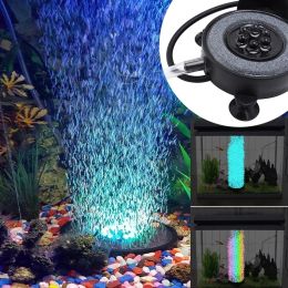 Iluminaciones Cambio de color LED Luz de acuario a prueba de agua Lámpara de decoración de burbujeador de tanque de peces redondo Esta luz es ideal para piscina de tanque de peces de acuario