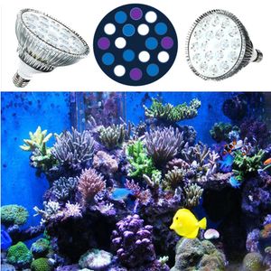 Verlichting E27 54W Volledig spectrum LED-aquariumverlichting PAR38 Lamp Zeeaquarium Wit Rood UV Gebruikt LED-licht voor zoutwaterkoralen Refugium