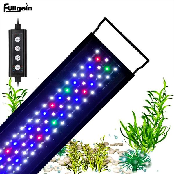 Lightings Fullgain Éclairage LED pour aquarium 24h/24, 7j/7, lever du soleil, lumière du jour, clair de lune et mode bricolage, minuterie réglable, luminosité réglable