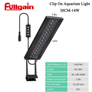 Éclairages Fullgain 30CM Lumière d'aquarium LED Aqua d'eau douce LED Dimmable Ip68 étanche LED à spectre complet planté Wrgb Smart Fish Lights