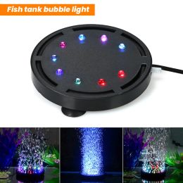 Iluminaciones LED Fish Tank Bubbler Lámpara Impermeable Acuario Iluminación Sumergible Redonda Burbuja de aire Luz Colorida Piscina Barbot Iluminación Decoración