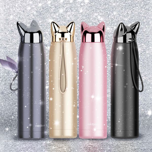 Lightning Fox Thermos Cup Vacuum 304 acero inoxidable red de dibujos animados celebridad hombres y mujeres regalo para niños taza de agua