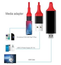 Bliksem naar HDMI -kabel HDTV TV Digital AV -adapter 2m USB HDMI 1080P SMART Converter Cable voor Apple TV iPhone HD PlugPlay