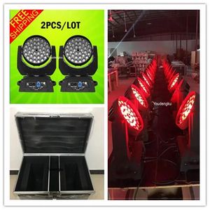 Lumières 2 pièces avec flightcase chine mx512 rgbwa uv lavage dmx zoom 6in1 led tête mobile lavage 36x18w led zoom lumière