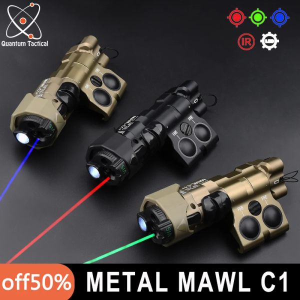 LUMIÈRES 2024 NOUVEAU MAWL REAL C1 MÉTAL TACTIQUE TACTIQUE VERT LASER CNC CNC MAWLC1 IR VISIBLE LED VIGUR BULE LASER DOUBLE FONCTION DU DIAL FONCTION CUTER