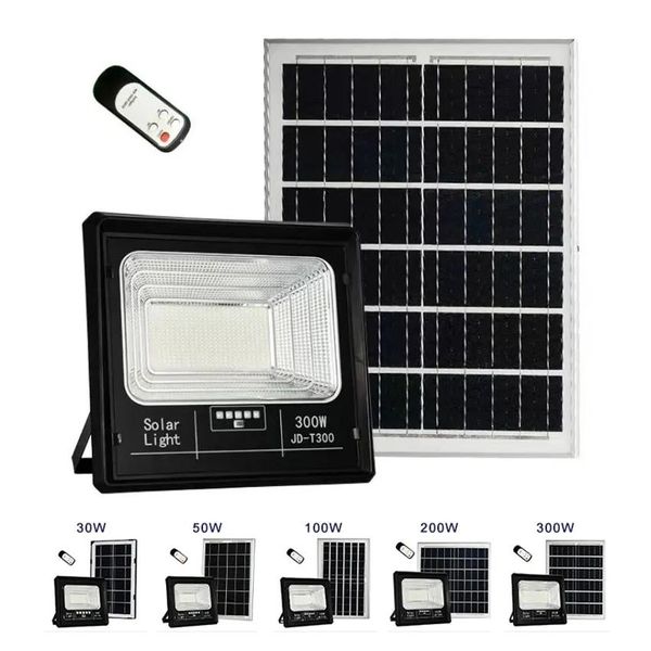 Luces 30W 50W 100W 200W 300W LED LED Solar Flood Lights IP67 IP67 impermeable con control remoto Iluminación de seguridad Solar Garden Ligh