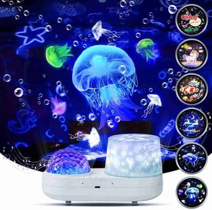 Lichten 3D Galaxy Oceaan Nachtlampje Eenhoorn Roterende Sterrenhemel Projector Lamp Kinderen Slaapkamer Room Decor Ideale Gift Nightlights HKD230704