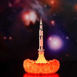 Luces 3D LED Lámpara de dormitorio Shuttle Rocket Night Light 5V USB Recargable Espacio Lámparas de escritorio para Navidad Cumpleaños Niños Regalo HKD230704