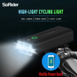 Lumières 3LED vélo avant lumière 2600mAh USB Rechargeable vtt vélo phare lampe guidon vélo lampe de poche lanterne comme batterie externe 0202