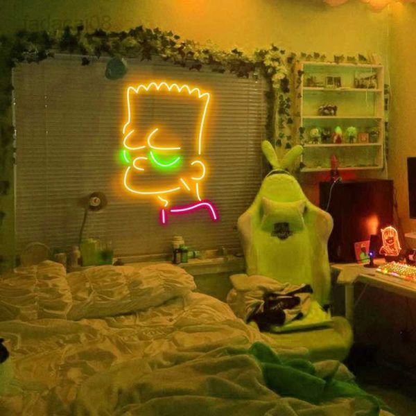 Lumières 45 cm veilleuse dessin animé Cosplay fête dessin animé néon Flex Led personnalisé jaune lumière chambre décor néon HKD230704