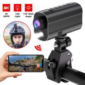 Lichten 5K Action Camera Road Bike Motorfietshelmcamera Anti Shake Riding Bicycle Drive Recorder met LED Light WiFi Sport DV