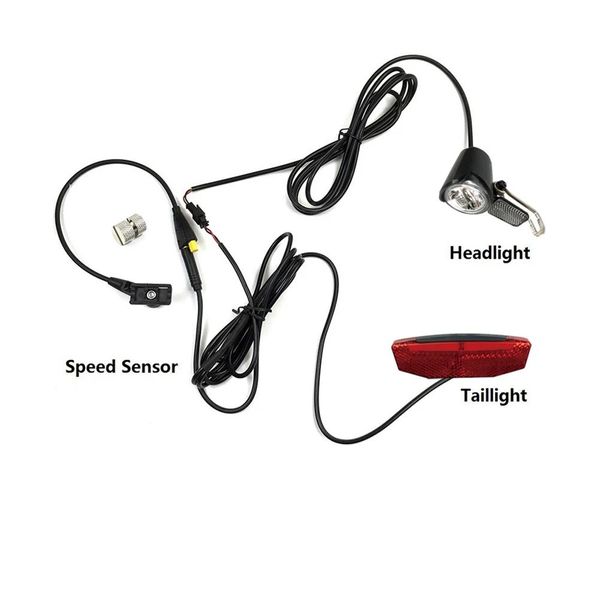 Luces 6V Luz de bicicleta eléctrica Faro Luz trasera Cable transmisor de velocidad para Tongsheng Tsdz2 Motor de accionamiento medio Lámpara de bicicleta eléctrica