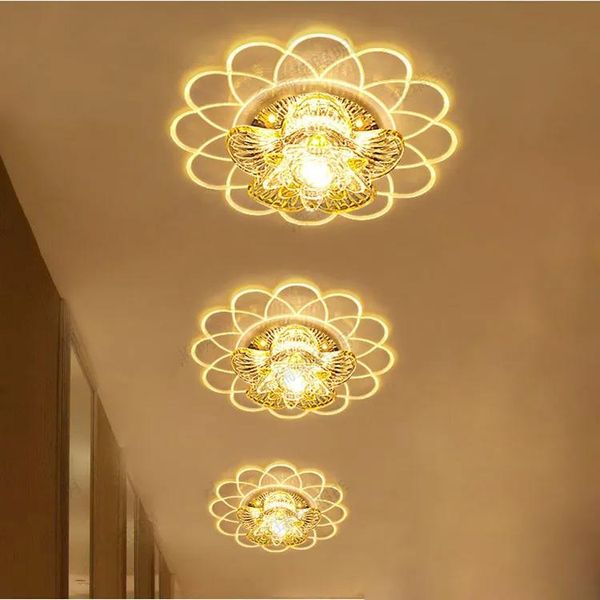 Lumières 9W LED Crystal Flowers Asle Lights Corridor Entrance Small plaf-plafon Balcony Porch Plafond Lighting