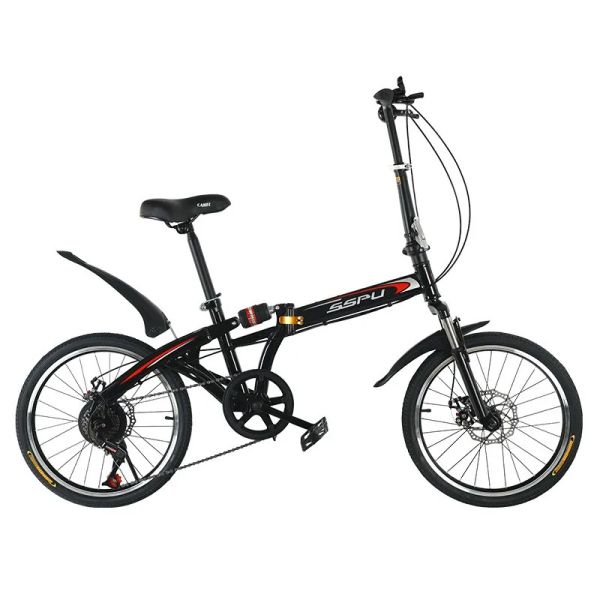 Luces bicicletas de 20 pulgadas bicicletas de montaña de carretera plegable con doble amortiguadores para hombres para mujeres adultos alumno variable velocidad de luz bicicletas