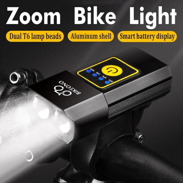 Luces Luz de bicicleta T6 USB recargable LED aleación de aluminio ajustable Zoom bicicleta faro delantero lámpara de ciclismo linterna linterna