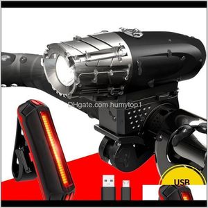 Lichten fietslicht USB LED Oplaadbare waterdichte set mountainbike voor- en achterste koplamp Rij accessoires i15bx vkfpx