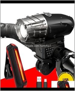 Lumières Vélo Lumière USB LED Rechargeable Ensemble Étanche VTT Avant Et Arrière Phare Accessoires D'équitation I15Bx Vkfpx9543907