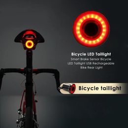 Lumières Feu arrière de vélo XLITE100 Smart LED lampe de freinage lumière de cyclisme USB charge sécurité avertissement visuel lanterne vélo créatif Taill