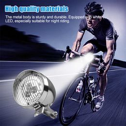 Lumières Noir/Argent Avant Vélo Lampe Rétro LED Vélo Lumière 160 Degrés Vélo Phare VTT Nuit Sécurité Lampe De Poche Powet par 3 AAA 0202